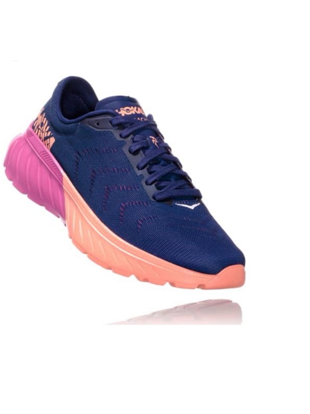 Hoka Women's Navy with Coral and Pink Athletic Running Shoe